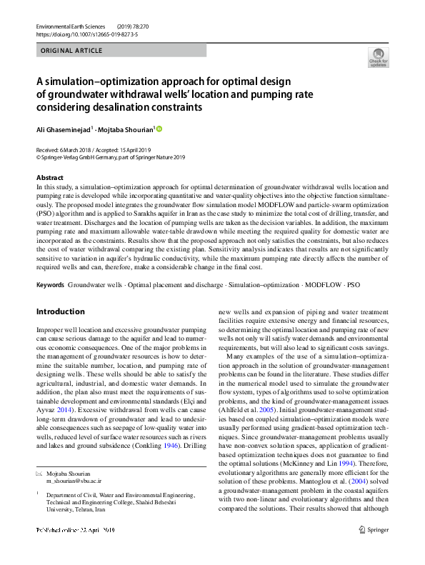 (PDF) A simulation–optimization approach for optimal design of ...