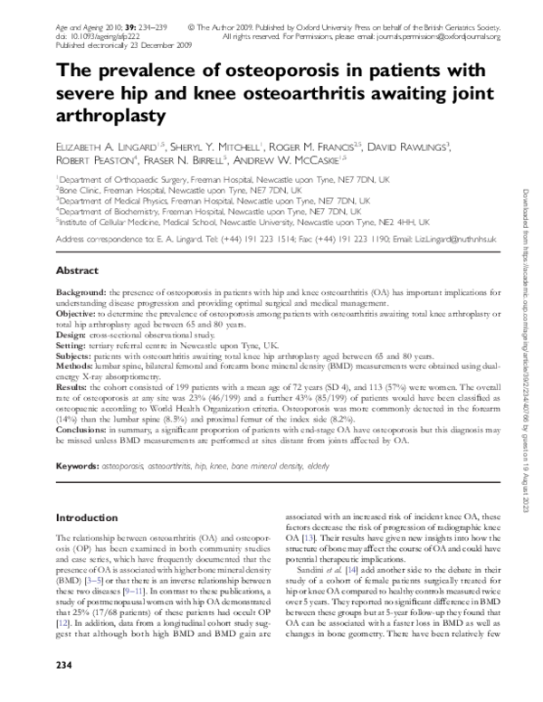 (PDF) The prevalence of osteoporosis in patients with severe hip and ...