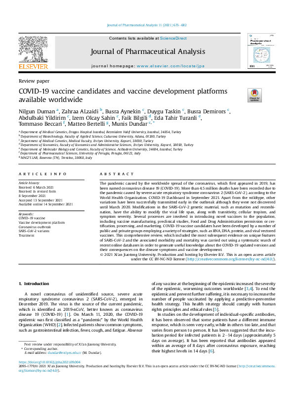 (PDF) COVID-19 vaccine candidates and vaccine development platforms ...