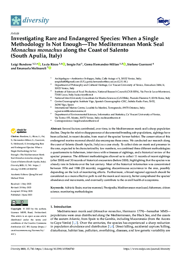 (PDF) Investigating Rare and Endangered Species: When a Single ...
