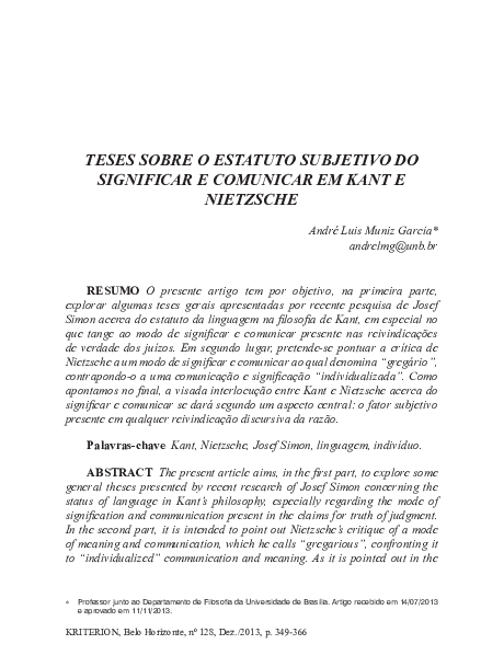 (PDF) Teses sobre o estatuto subjetivo do significar e comunicar em ...