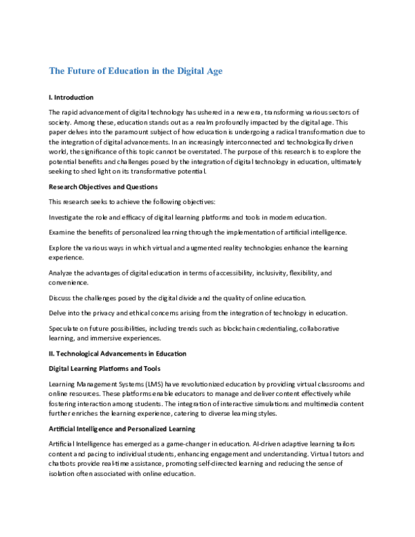 (DOC) The Future of Education in the Digital Age