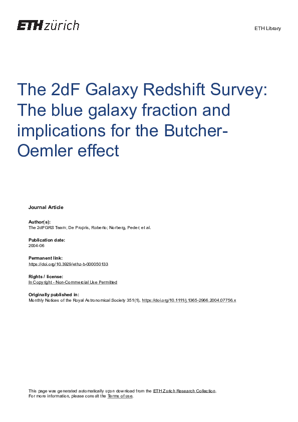 (PDF) The 2dF Galaxy Redshift Survey: the blue galaxy fraction and ...
