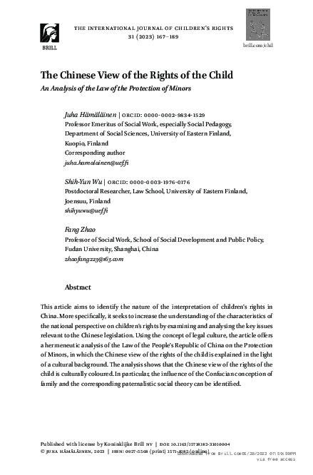(PDF) The Chinese View of the Rights of the Child