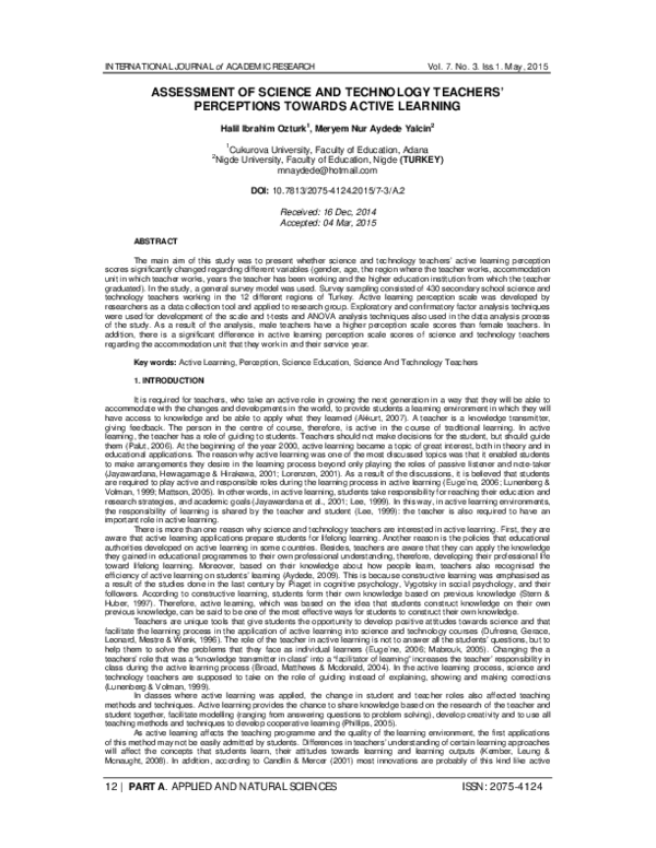 (PDF) Assessment of science and technology teachers’ perceptions ...