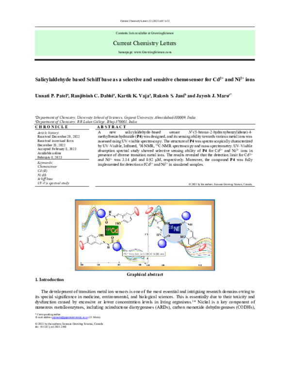 (PDF) Salicylaldehyde based Schiff base as a selective and sensitive ...