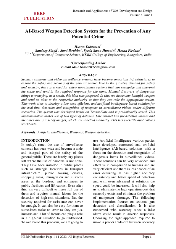 (PDF) AI-Based Weapon Detection System for the Prevention of Any ...