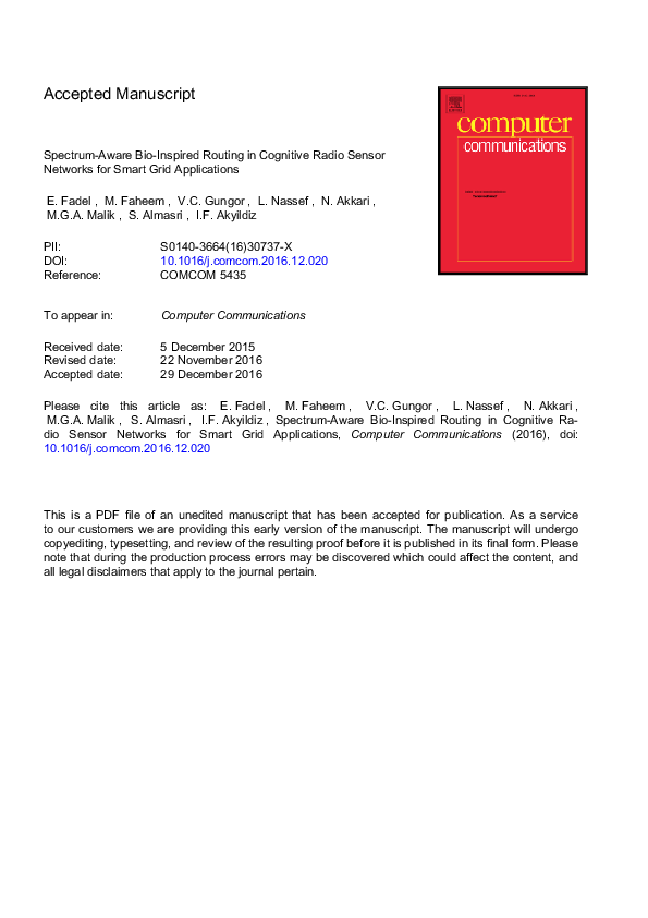 (PDF) Spectrum-aware bio-inspired routing in cognitive radio sensor ...