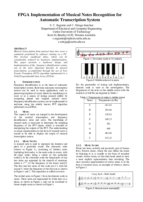 (PDF) FPGA Implementation of Musical Notes Recognition for Automatic ...