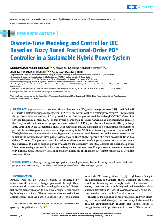 (PDF) Discrete-Time Modeling and Control for LFC Based on Fuzzy Tuned ...