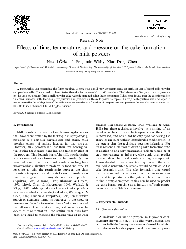 (PDF) Effects of time, temperature, and pressure on the cake formation ...