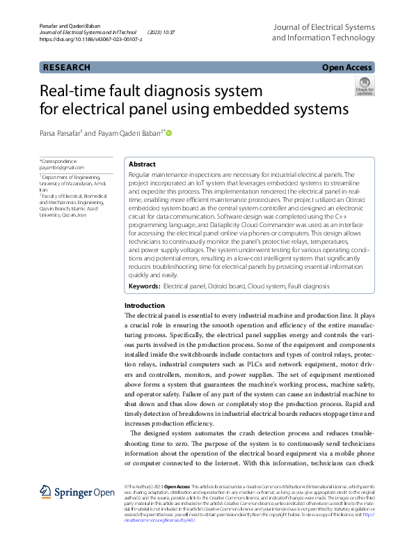(PDF) Real-time fault diagnosis system for electrical panel using ...