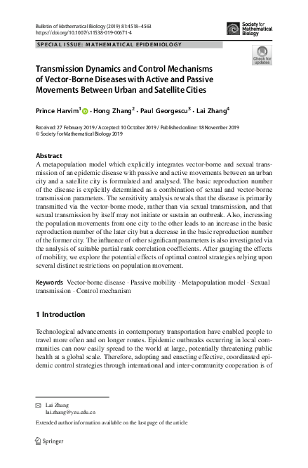 (PDF) Transmission Dynamics and Control Mechanisms of Vector-Borne ...