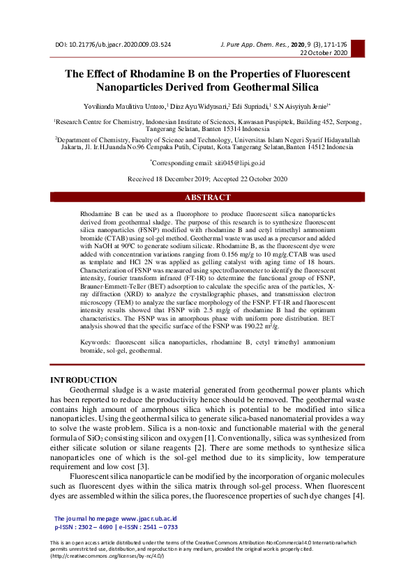 (PDF) The Effect of Rhodamine B on The Properties of Fluorescent ...