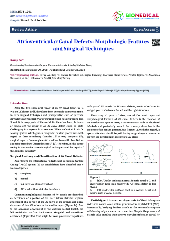 (PDF) Atrioventricular Canal Defects: Morphologic Features and Surgical ...