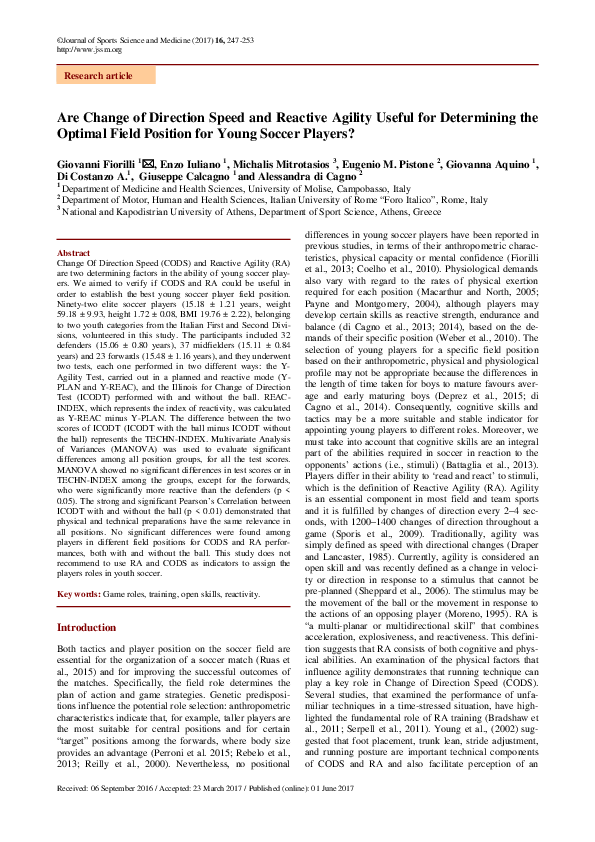 (PDF) Are Change of Direction Speed and Reactive Agility Useful for ...
