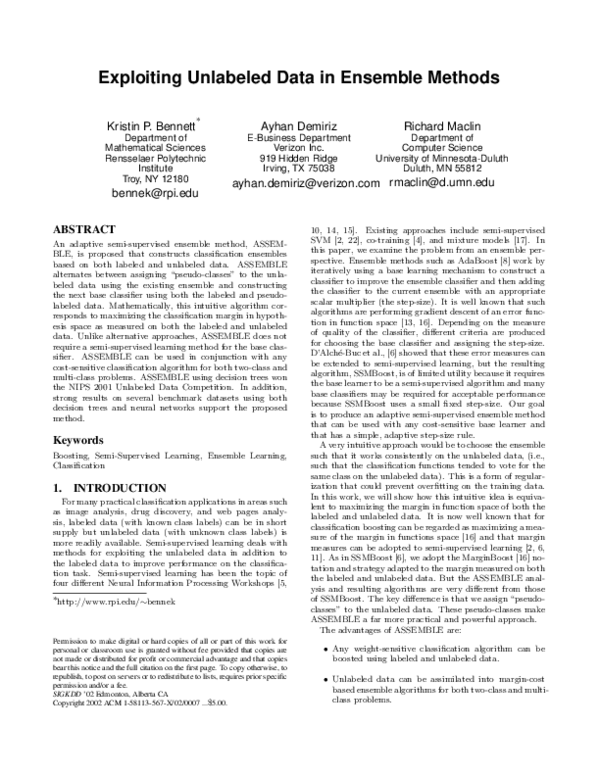 (PDF) Exploiting unlabeled data in ensemble methods