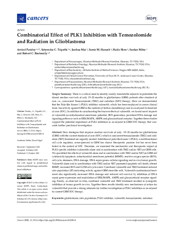 (PDF) Combinatorial Effect of PLK1 Inhibition with Temozolomide and ...