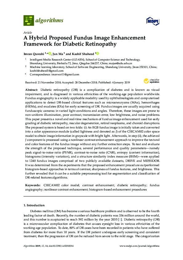 (PDF) A Hybrid Proposed Fundus Image Enhancement Framework for Diabetic ...
