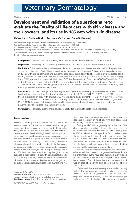 (PDF) Development and Validation of a Questionnaire to Evaluate ...