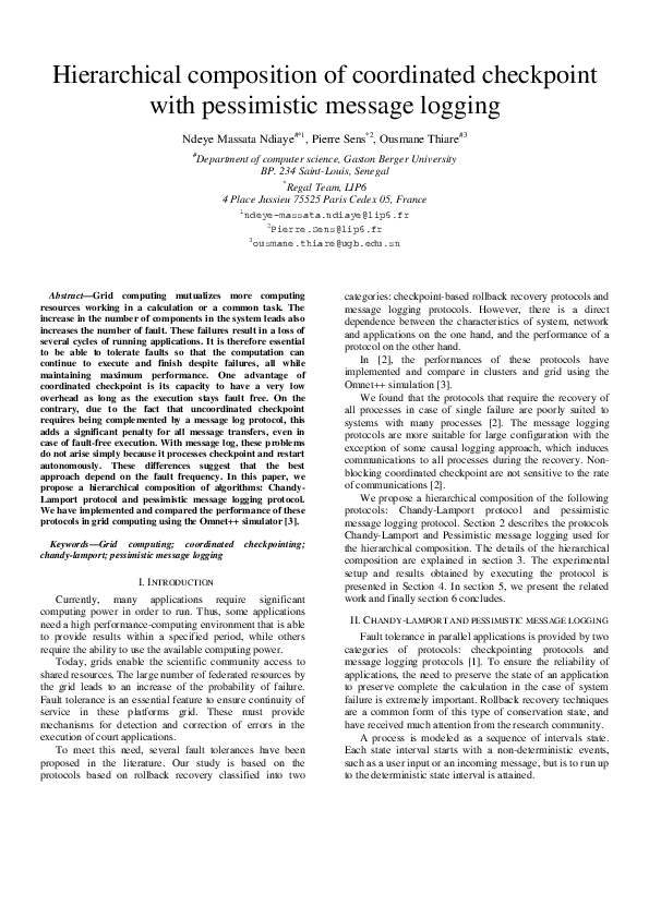 (PDF) Hierarchical composition of coordinated checkpoint with ...