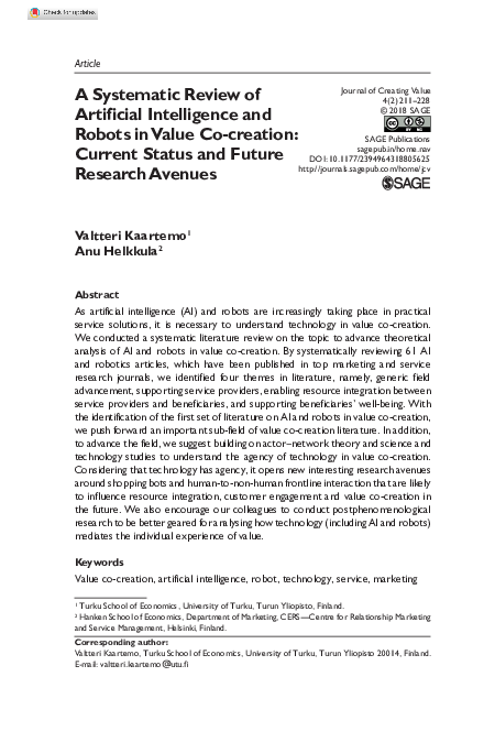 (PDF) A Systematic Review of Artificial Intelligence and Robots in ...