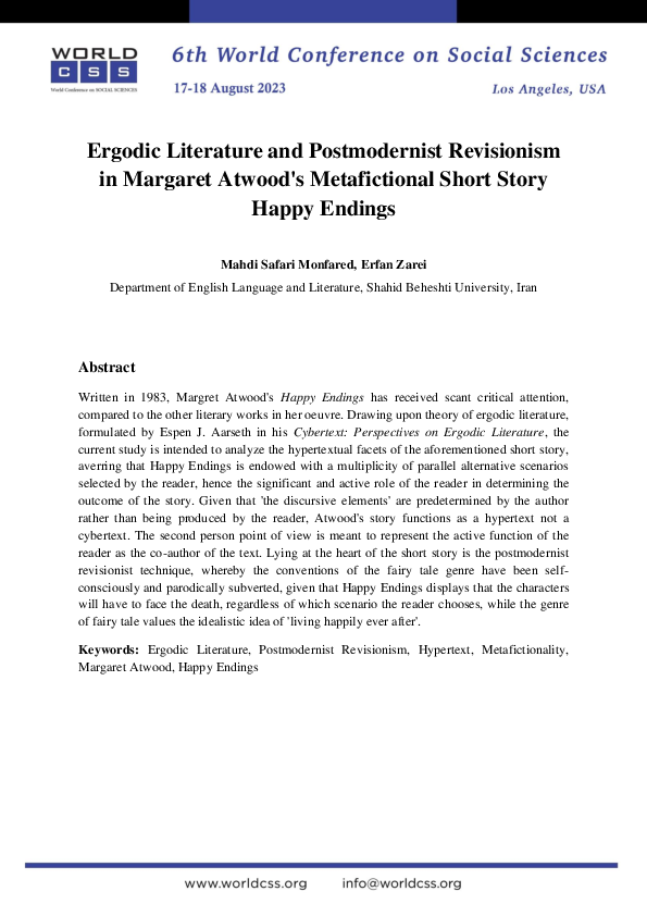 (PDF) Ergodic Literature and Postmodernist Revisionism in Margaret ...