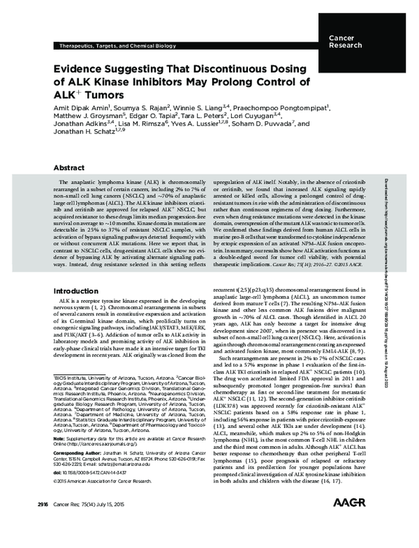 (PDF) Evidence Suggesting that Discontinuous Dosing of ALK Kinase ...