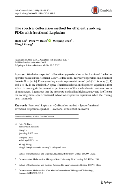 (PDF) The spectral collocation method for efficiently solving PDEs with ...