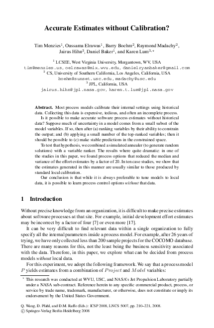 (PDF) K (2008) Accurate estimates without calibration