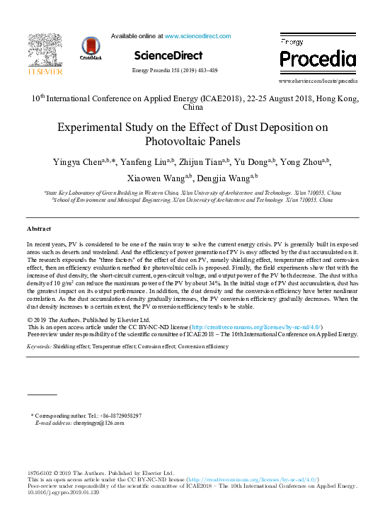 (PDF) Experimental study on the effect of dust deposition on solar ...
