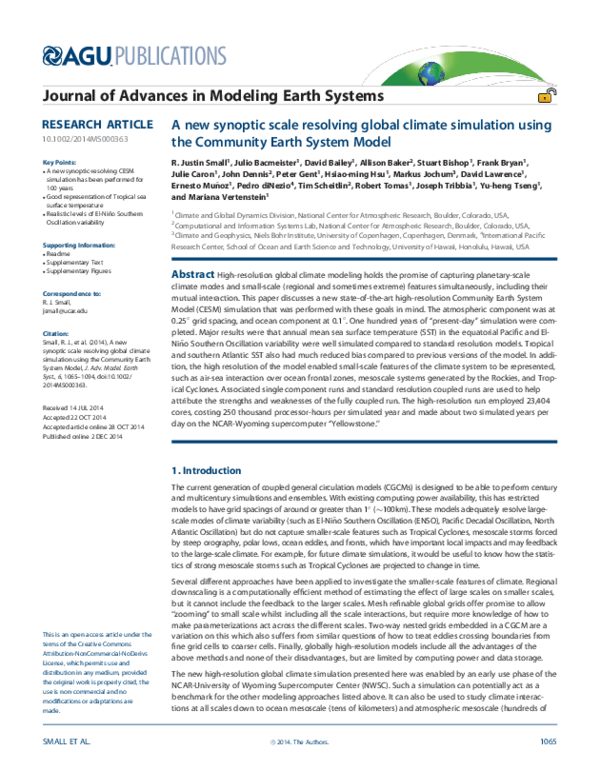 (PDF) A new synoptic scale resolving global climate simulation using ...