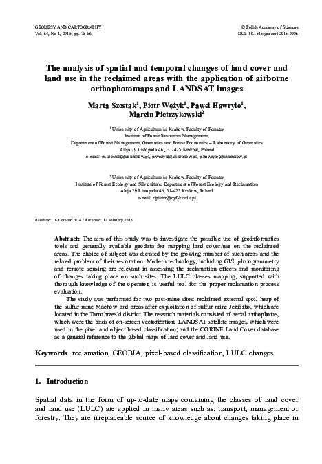 (PDF) The analysis of spatial and temporal changes of land cover and ...