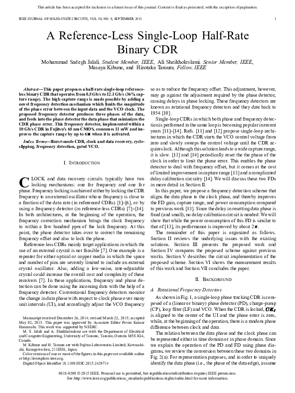 (PDF) A Reference-Less Single-Loop Half-Rate Binary CDR