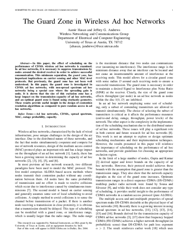 (PDF) The Guard Zone in Wireless Ad hoc Networks