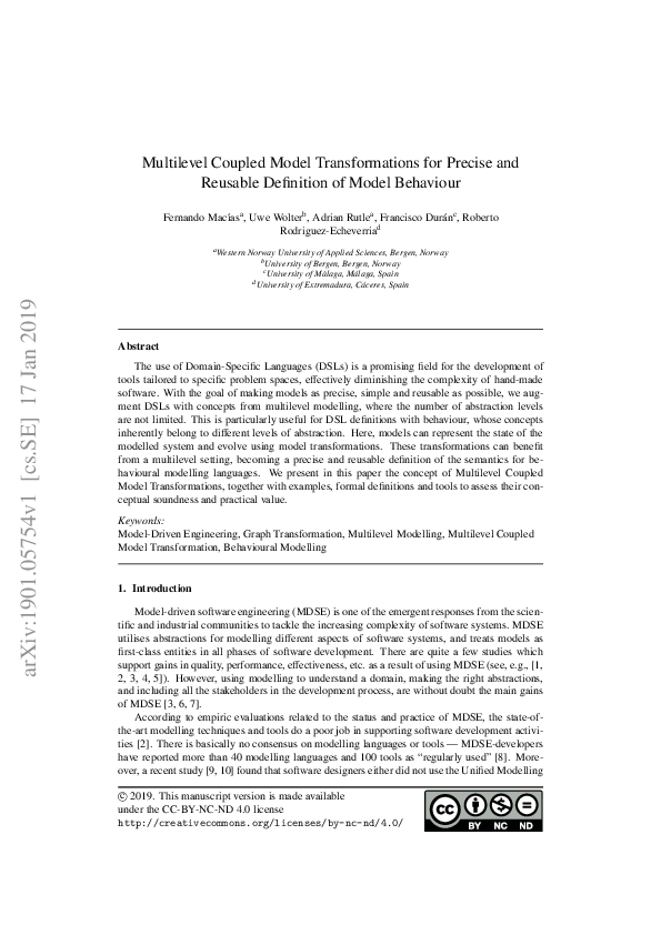 (PDF) Multilevel coupled model transformations for precise and reusable ...