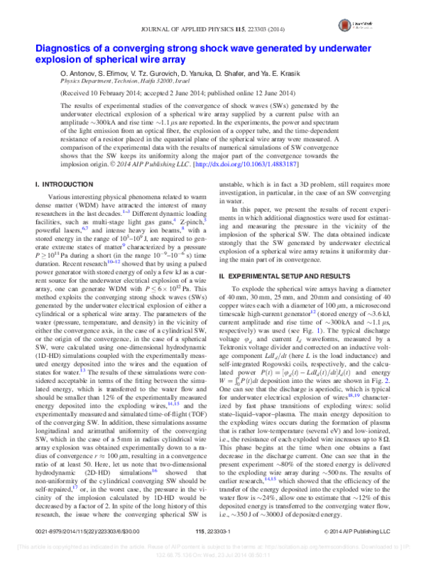 (PDF) Diagnostics of a converging strong shock wave generated by ...