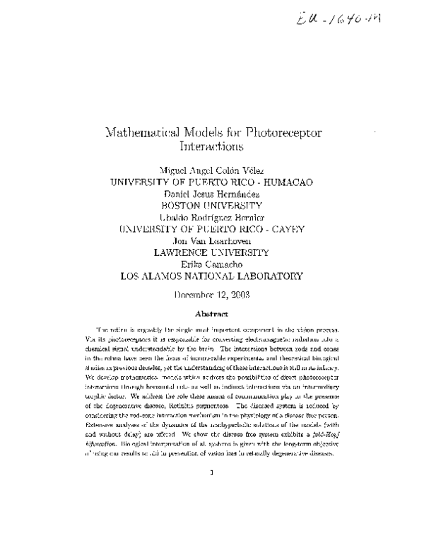 (PDF) Biometrics Unit Technical Reports: Number BU-1640-M: Mathematical ...