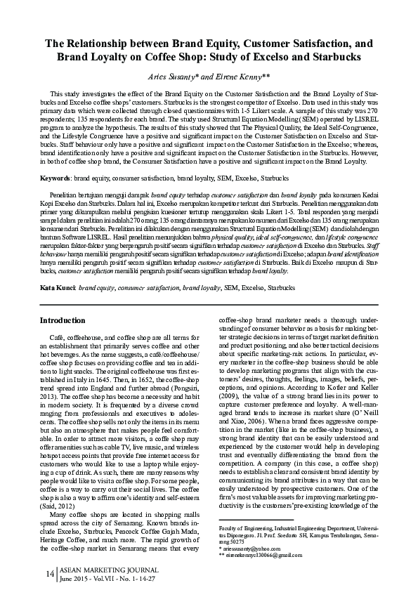 (PDF) The Relationship between Brand Equity, Customer Satisfaction, and ...