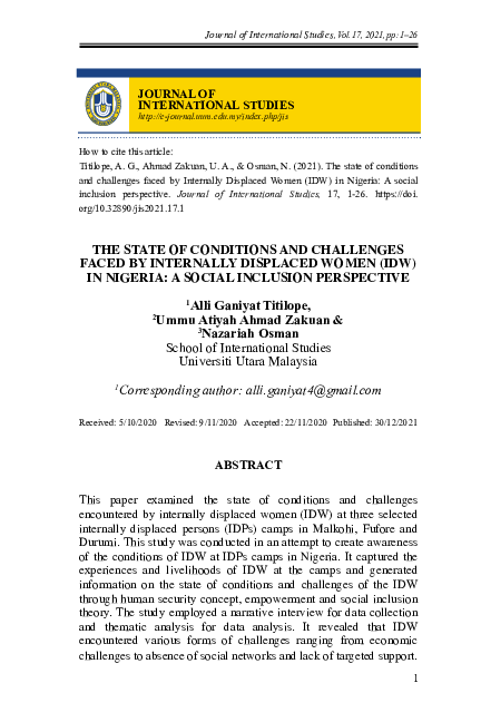Pdf The State Of Conditions And Challenges Faced By Internally