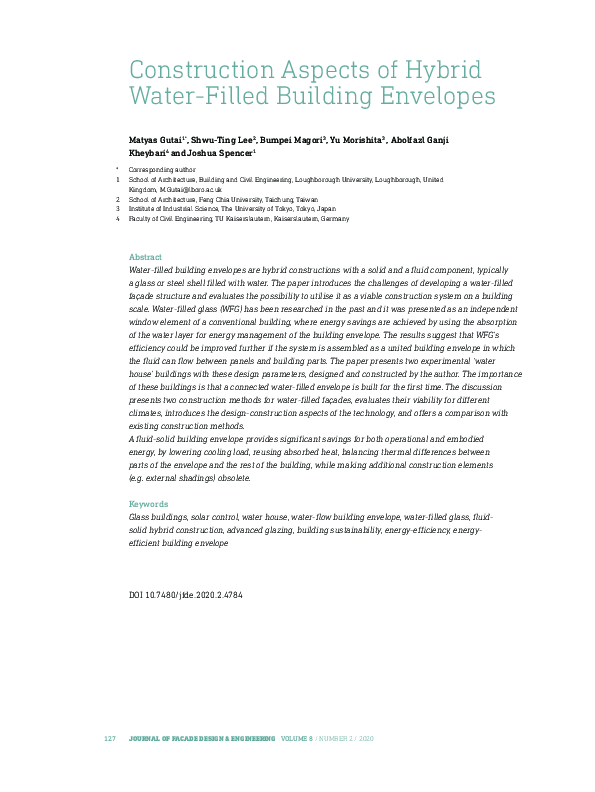 (PDF) Hybrid Water-Filled Building Envelopes: Design and Challenges