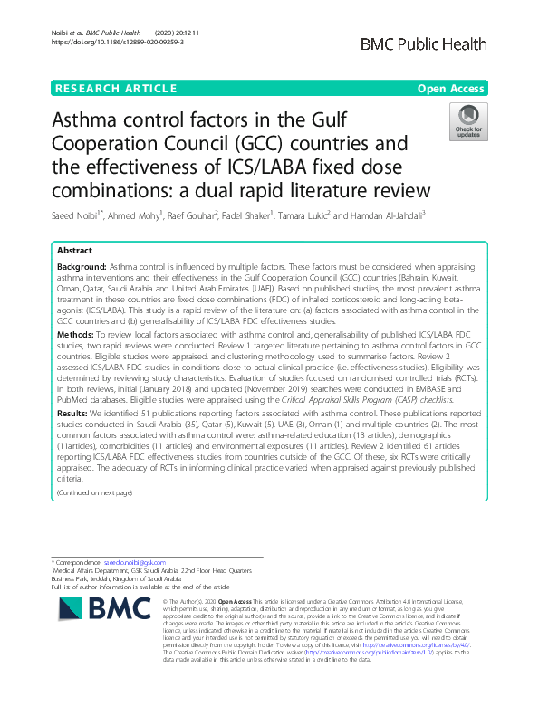(PDF) Asthma control factors in the Gulf Cooperation Council (GCC ...