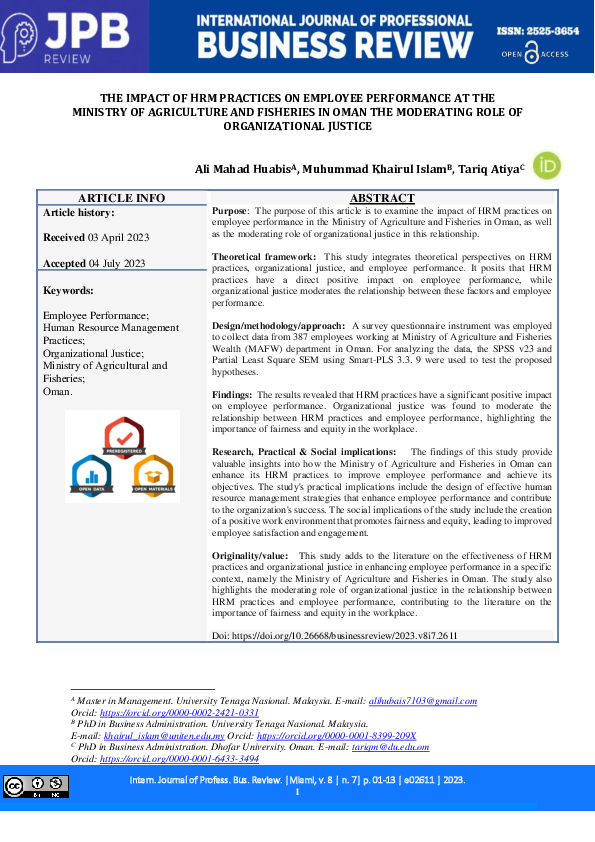 (PDF) The Impact of HRM Practices on Employee Performance at the ...