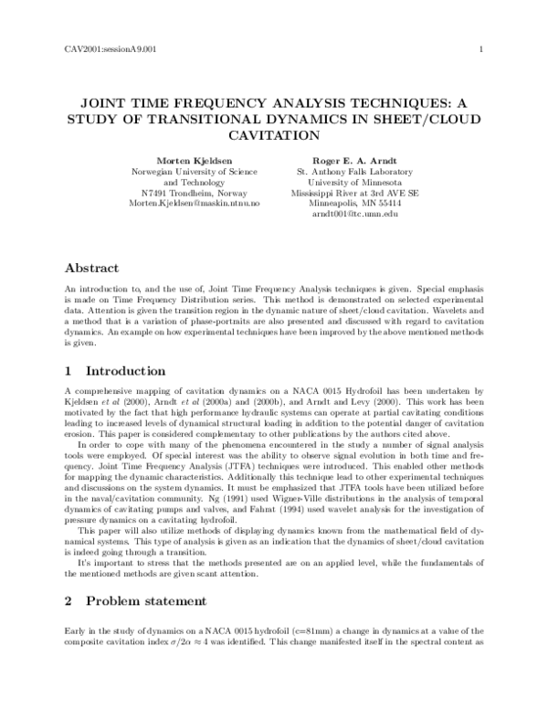 (PDF) Joint Time Frequency Analysis Techniques: A study of Transitional ...