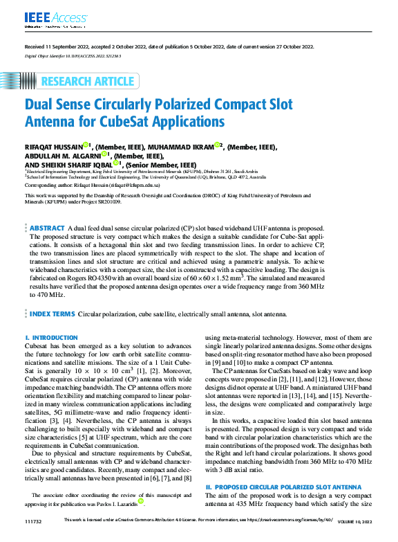(PDF) Dual Sense Circularly Polarized Compact Slot Antenna for CubeSat ...