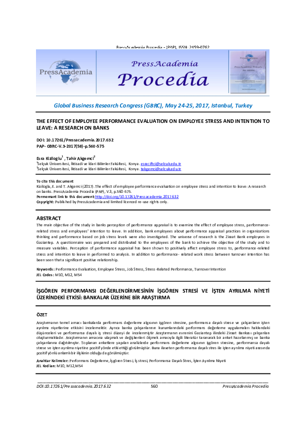 (PDF) The effect of employee performance evaluation on employee stress ...