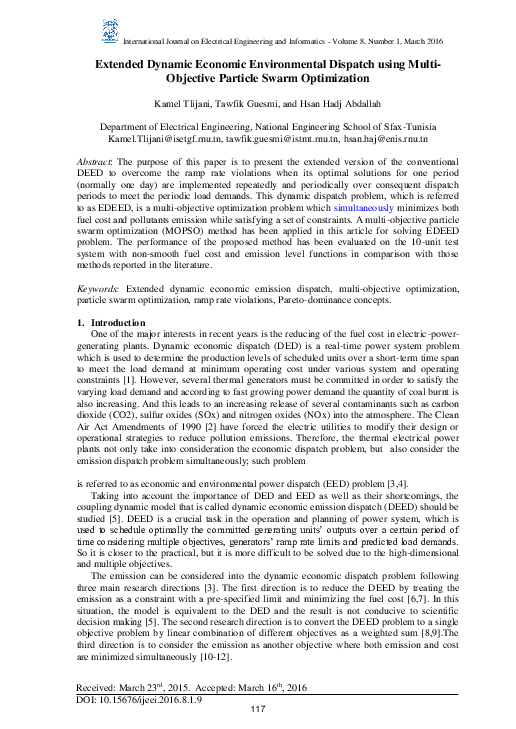 (PDF) Extended Dynamic Economic Environmental Dispatch u sing Multi ...