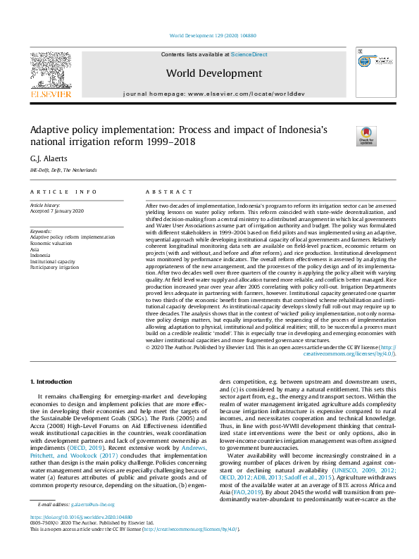 (PDF) Adaptive policy implementation: Process and impact of Indonesia’s ...