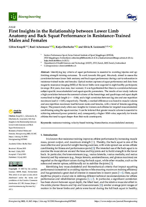 (PDF) First Insights in the Relationship between Lower Limb Anatomy and ...