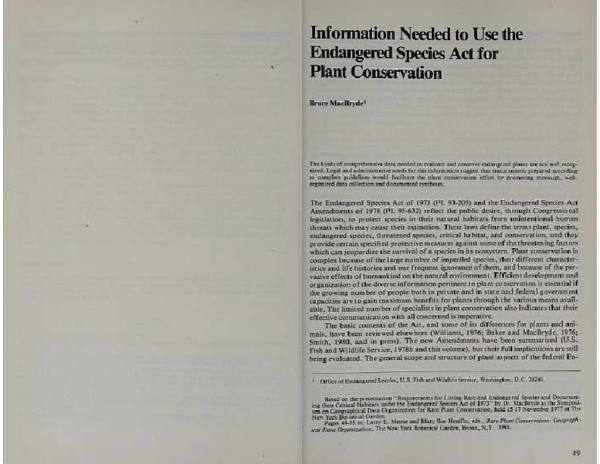 (PDF) Information needed to use the Endangered Species Act for plant ...